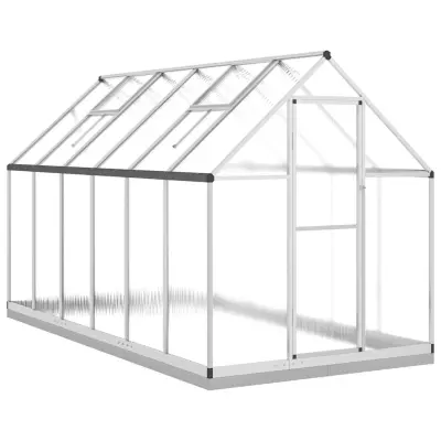 vidaXL Rastlinjak z okvirjem srebrn 334x169x202 cm aluminij