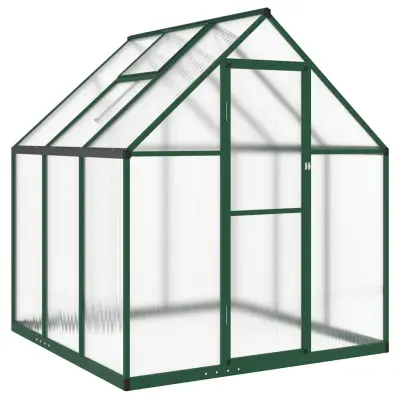 vidaXL Rastlinjak z okvirjem zelen 169x169x195 cm aluminij