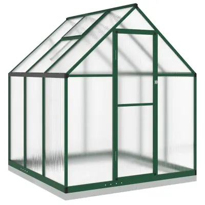 vidaXL Rastlinjak z okvirjem zelen 169x169x202 cm aluminij