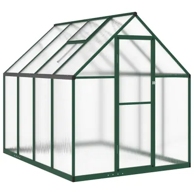 vidaXL Rastlinjak z okvirjem zelen 224x169x195 cm aluminij