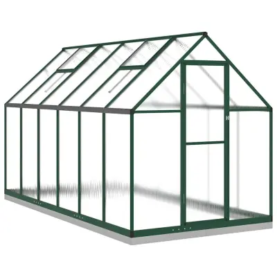 vidaXL Rastlinjak z okvirjem zelen 334x169x202 cm aluminij
