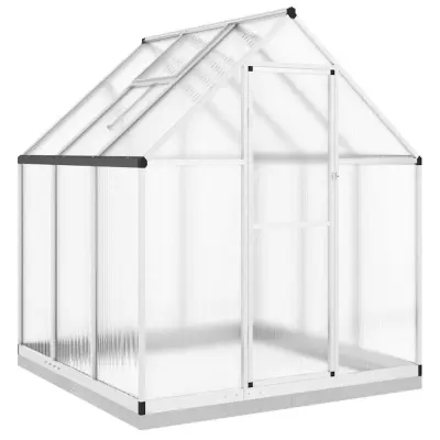 vidaXL Rastlinjak z okvirjem srebrn 169x169x202 cm aluminij