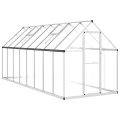 vidaXL Rastlinjak z okvirjem srebrn 445x169x195 cm aluminij