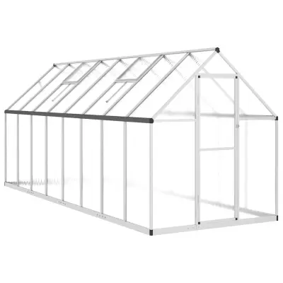 vidaXL Rastlinjak z okvirjem srebrn 445x169x195 cm aluminij