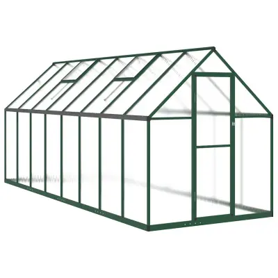 vidaXL Rastlinjak z okvirjem zelen 445x169x195 cm aluminij