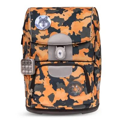 Ergonomska šolska torba Belmil Motion Recycled "Orange Camouflage"- Testirano in priporočeno s strani nemškega AGR