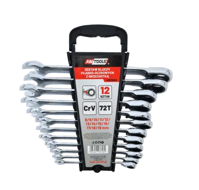Awtools Flat-Ohn tipke z naborom Ratchet 12 PCS. 8-19 mm