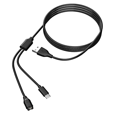 Polnilec 2 v 1 za mobilni telefon in športno uro USB-C Black