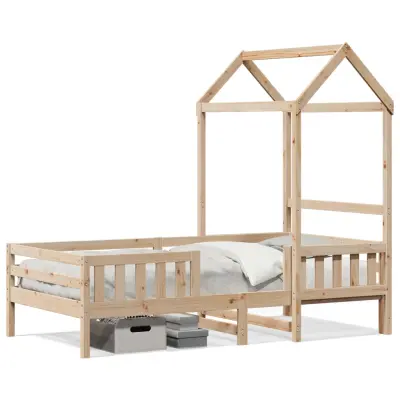 vidaXL Posteljni okvir s streho 90x190 cm trdna borovina