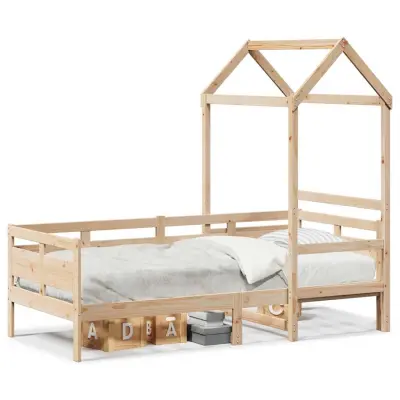 vidaXL Dnevna postelja s streho 90x190 cm trdna borovina