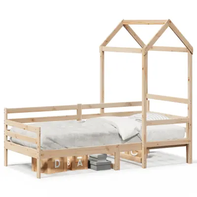 vidaXL Dnevna postelja s streho 90x190 cm trdna borovina