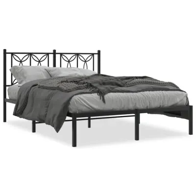 vidaXL Kovinski posteljni okvir z vzglavjem črn 140x190 cm