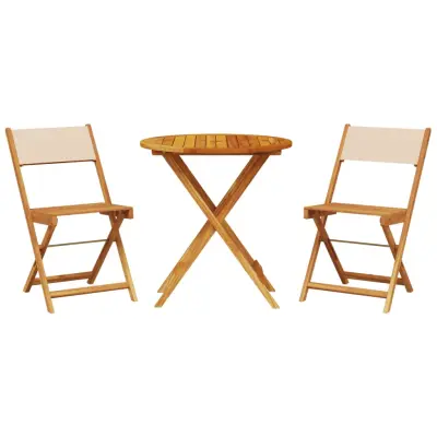 vidaXL Bistro garnitura 3-delna bež blago in trden les