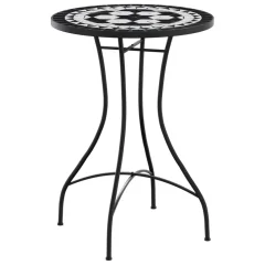 vidaXL Bistro mizica z mozaikom črna in bela Ø50x70 cm keramika