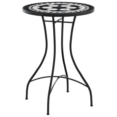 vidaXL Bistro mizica z mozaikom črna in bela Ø50x70 cm keramika