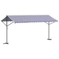 vidaXL Prostostoječa tenda modra in bela 500x300 cm krem blago jeklo