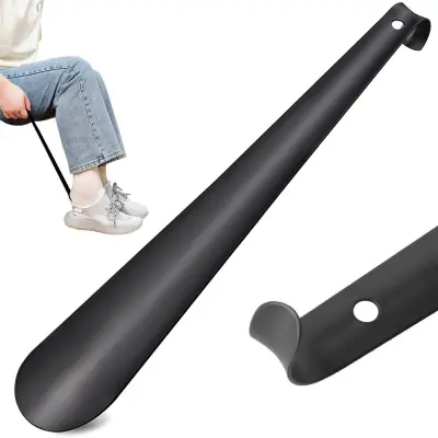 Dolga inox žlica za obuvanje čevljev 58cm črna
