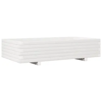 vidaXL Vrtno cvetlično korito belo 110x60x26,5 cm trdna borovina