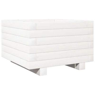 vidaXL Vrtno cvetlično korito belo 40x40x26,5 cm trdna borovina