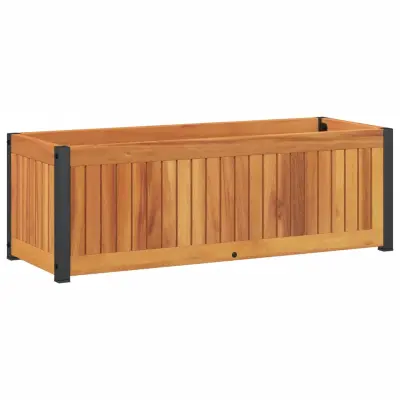 vidaXL Vrtno cvetlično korito 80x30x27,5 cm akacijev les in jeklo