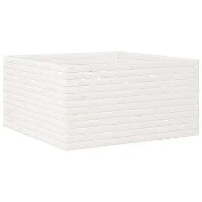 vidaXL Vrtno cvetlično korito belo 90x90x46 cm trdna borovina