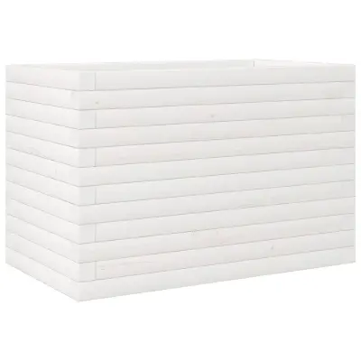 vidaXL Vrtno cvetlično korito belo 70x40x45,5 cm trdna borovina