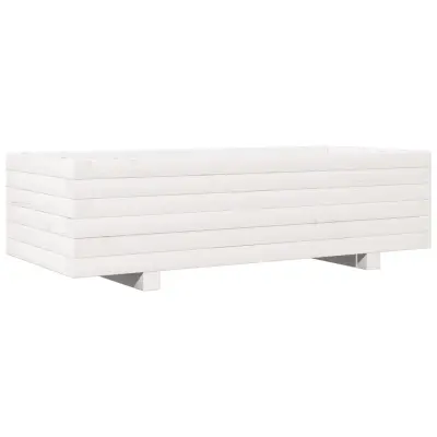 vidaXL Vrtno cvetlično korito belo 90x40x26,5 cm trdna borovina