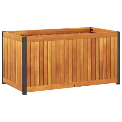 vidaXL Vrtno cvetlično korito 85x45x44 cm trden akacijev les in jeklo