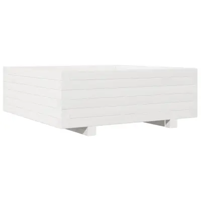 vidaXL Vrtno cvetlično korito belo 70x70x26,5 cm trdna borovina
