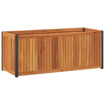 vidaXL Vrtno cvetlično korito 110x45x44 cm trden akacijev les in jeklo