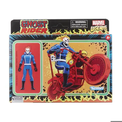 Marvel Hasbro Legends Series Retro 375 Zbirka Ghost Rider 9,5 CM akcijske figure, vključuje vozilo, večbarvno, F6544