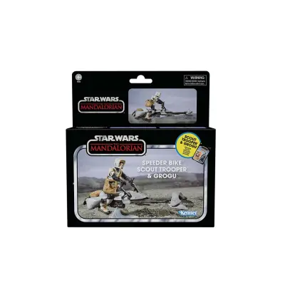 STAR WARS THE MANDALORIAN SPEEDER BIKE SCOUT TROOPER IN GROGU THE CHILD VINTAGE COLLECTION FIGUR