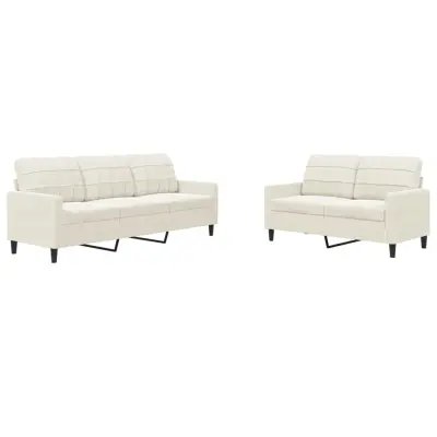 vidaXL Sedežna garnitura 2-delna z blazinami krem žamet