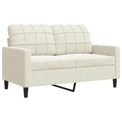 vidaXL Kavč dvosed krem 120 cm žamet