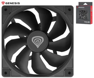 Ventilator za računalnik/ohišje GENESIS OXAL 120, 120mm velikost, do 1300 RPM, blazinice proti vibracijam, črn