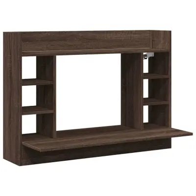 vidaXL Stenska pisalna miza rjavi hrast 105x48x75 cm inženirski les