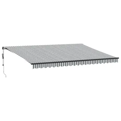 vidaXL Avtomatsko zložljiva tenda z LED antracit in bela 500x350 cm