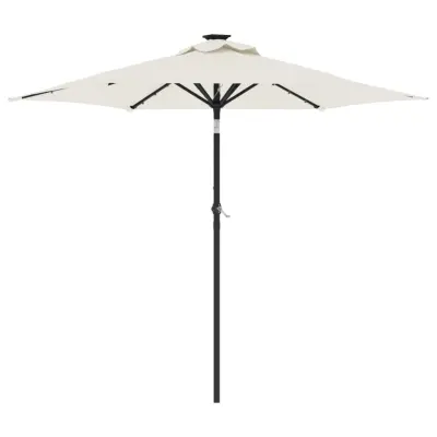 vidaXL Vrtni senčnik z LED lučmi in jeklenim drogom bel 225x225x212 cm
