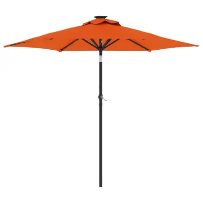 vidaXL Vrtni senčnik z LED in jeklenim drogom terakota 225x225x212 cm