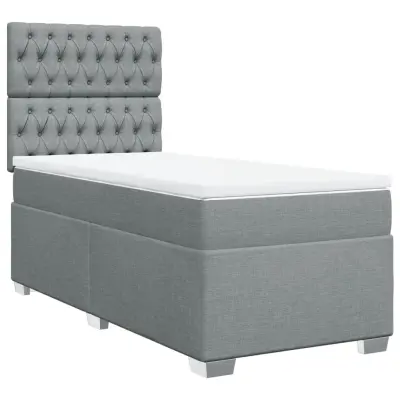 vidaXL Box spring postelja z vzmetnico svetlo siva 80x200 cm blago