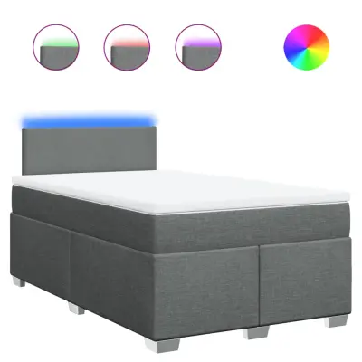 vidaXL Box spring postelja z vzmetnico temno siva 120x200 cm blago