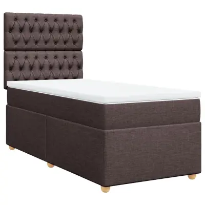 vidaXL Box spring postelja z vzmetnico temno rjava 80x200 cm blago
