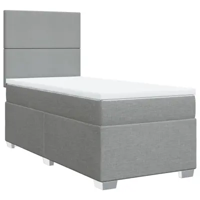 vidaXL Box spring postelja z vzmetnico svetlo siva 80x200 cm blago