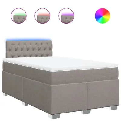 vidaXL Box spring postelja z vzmetnico taupe 120x200 cm blago