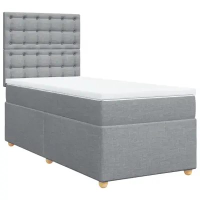 vidaXL Box spring postelja z vzmetnico svetlo siva 80x200 cm blago