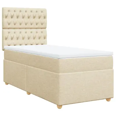 vidaXL Box spring postelja z vzmetnico krem 80x200 cm blago