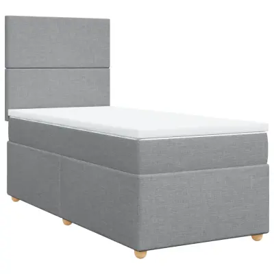 vidaXL Box spring postelja z vzmetnico svetlo siva 80x200 cm blago