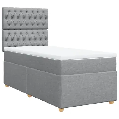 vidaXL Box spring postelja z vzmetnico svetlo siva 80x200 cm blago