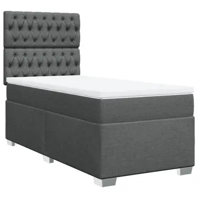 vidaXL Box spring postelja z vzmetnico temno siva 80x200 cm blago