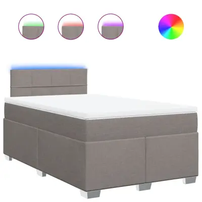 vidaXL Box spring postelja z vzmetnico taupe 120x200 cm blago
